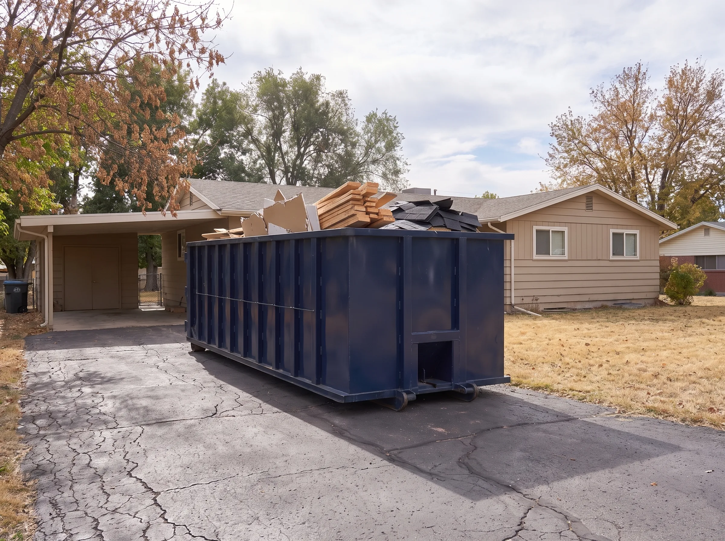 Roll-off dumpster being loaded in Uinta County, WY